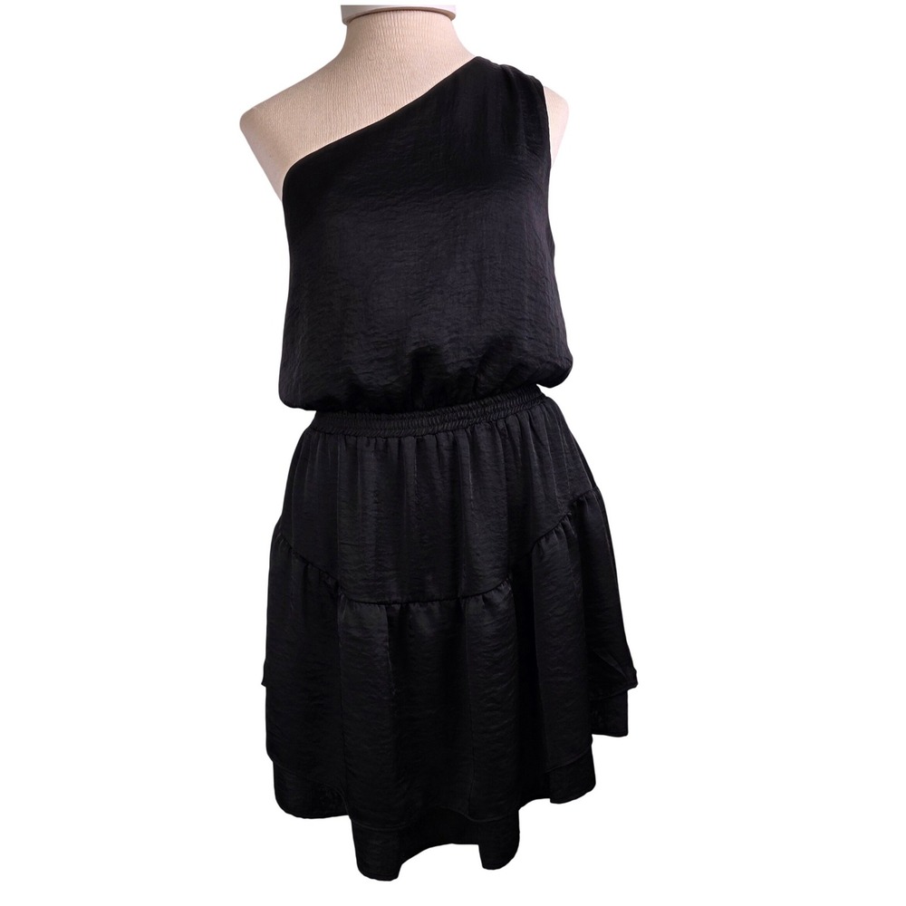 BB Dakota Steve Madden Black One Shoulder On Pointe  Mini Dress M Cocktail LBD